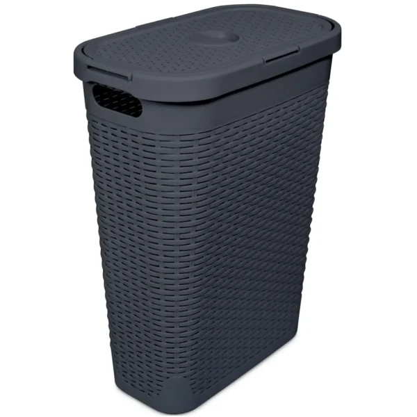 Addis Rattan Slim Laundry Hamper Charcoal 40L