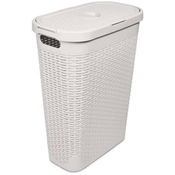 Addis Rattan Slim Laundry Hamper Calico 40L