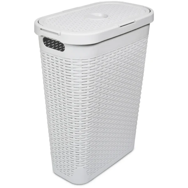 Addis Rattan Slim Laundry Hamper Mineral 40L