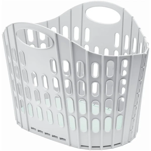 Addis Grey Green Fold Flat Laundry Basket 38Ltr
