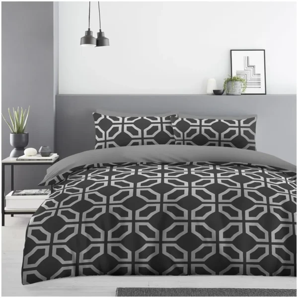 Nest & Rest Marcus Geo Single Duvet Set Charcoal
