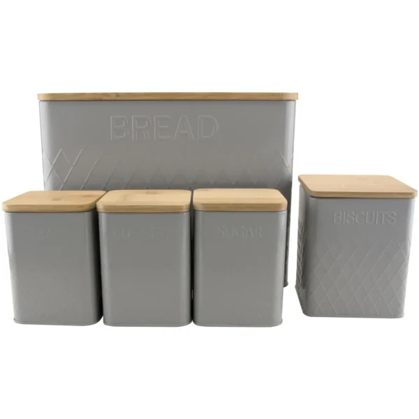 APO0174 Apollo Square Bread Bin Set 5 Pieces Grey