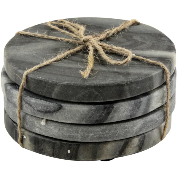 Apollo Round Black Marble Coaster 4 Pack