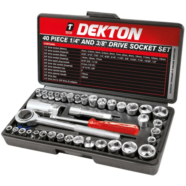 Dekton Socket Set 1/4 inch Drive 40 Pieces
