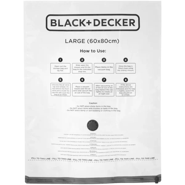 Black + Decker Vacuum Bag Large 60 x 80cm - Pack of 3