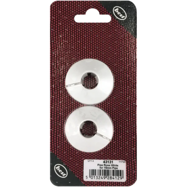 White Plastic Pipe Roses 15mm - Pack of 4