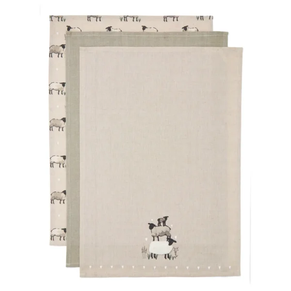 Cooksmart Highland Sheep Tea Towels 3 Pack