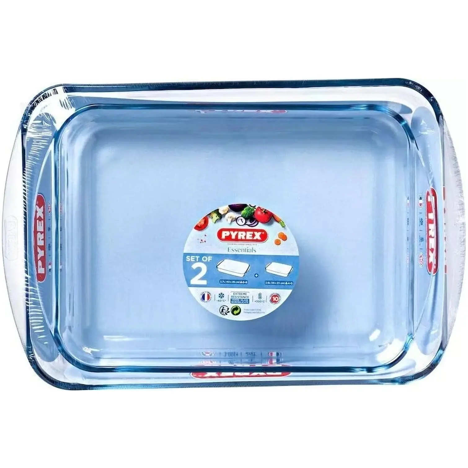 Pyrex Essentials Rectangular Roaster Set 2 Piece glass oven dish