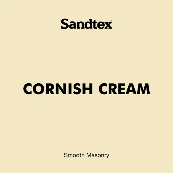 Beige poster featuring the 'Sandtex' logo at the top, with large bold text reading 'CORNISH CREAM' across the middle and 'Smooth Masonry' at the bottom.