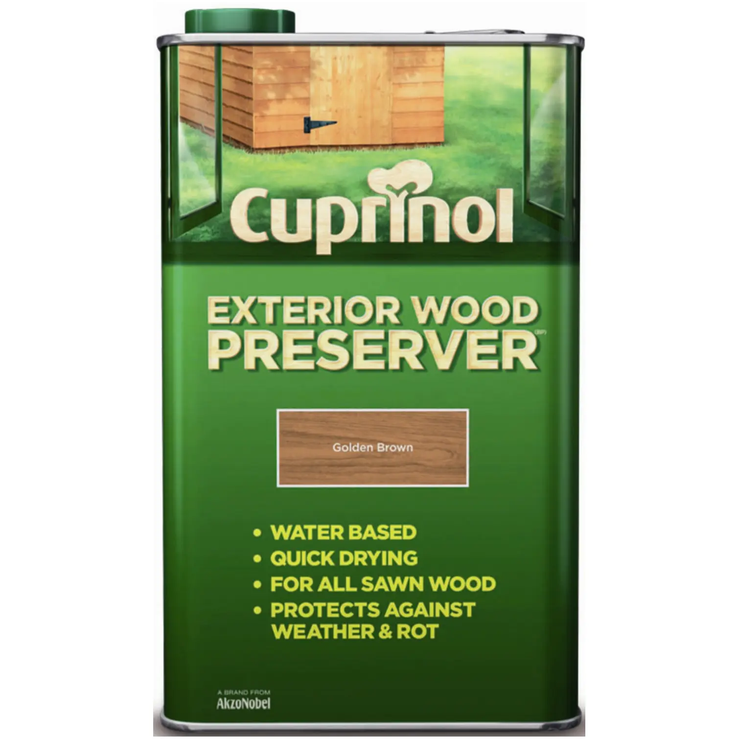 Cuprinol Exterior Wood Preserver Golden Brown 5L fence paint UK