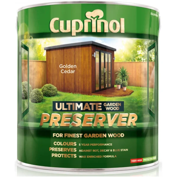 CUP0105 Cuprinol Ultimate Garden Wood Preserver Golden Cedar 4Ltr
