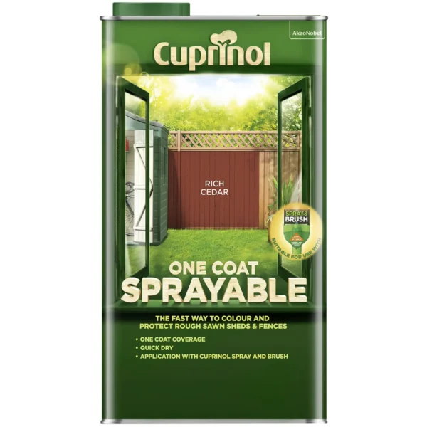 Cuprinol One Coat Sprayable Rich Cedar 5ltr