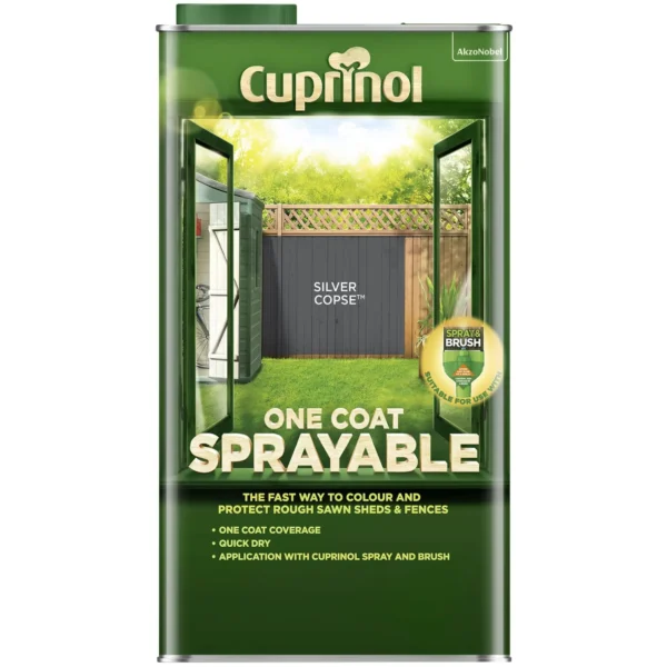 Cuprinol One Coat Sprayable Silver Copse 5Ltr