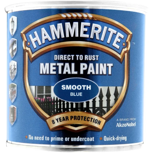 Hammerite Direct To Rust Metal Paint Smooth Blue 250ml
