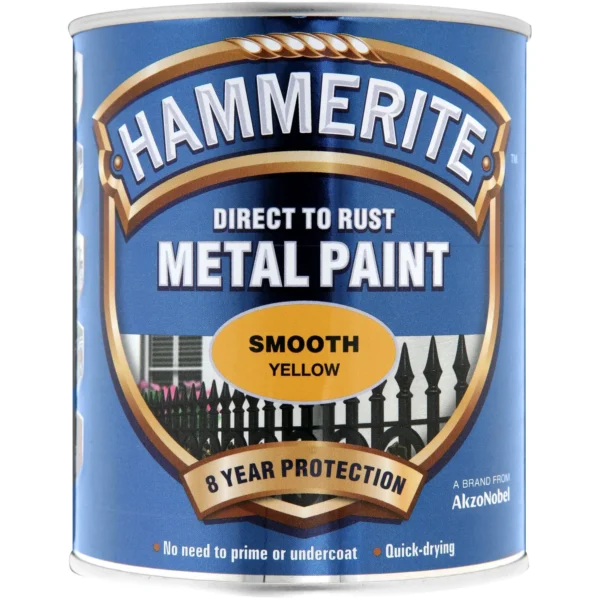 Hammerite Direct To Rust Metal Paint Smooth Yellow 750ml