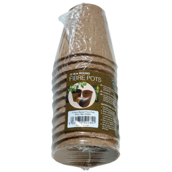 GLD0018 Round Fibre pots 8cm pk12
