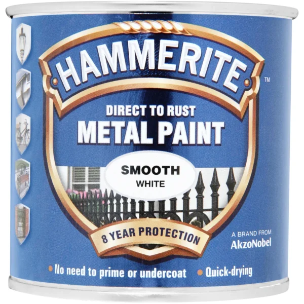 Hammerite Direct to Rust Metal Paint Smooth White 250ml