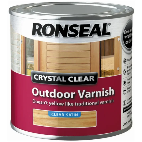 RNS0008 Ronseal Outdoor Varnish Crystal Clear Satin 250ml