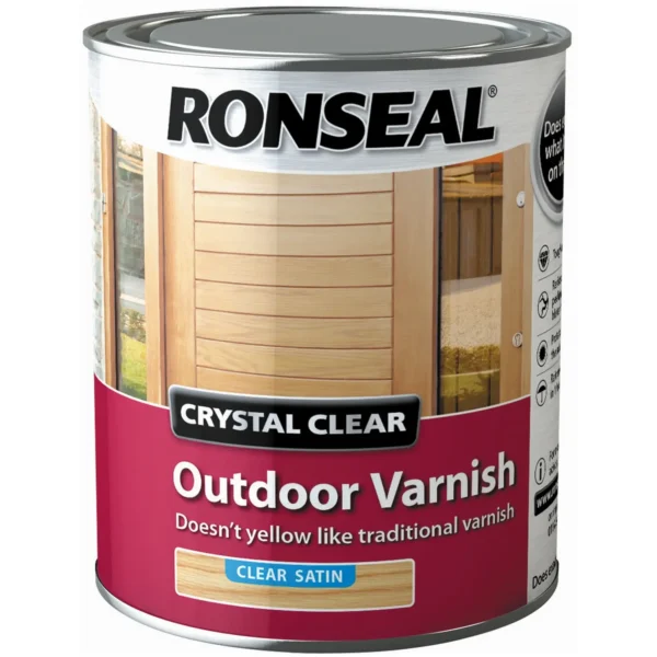 RNS0009 Ronseal Satin Outdoor Varnish Crystal Clear 750ml