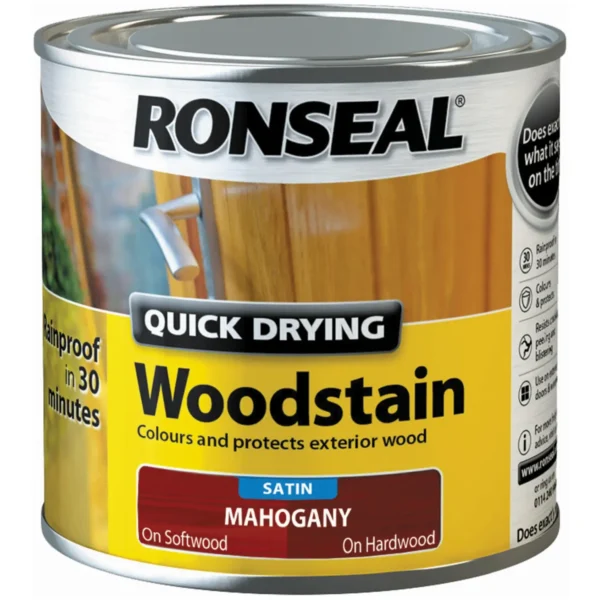 RNS0060 Ronseal Satin Quick Drying Woodstain Mahogany 250ml