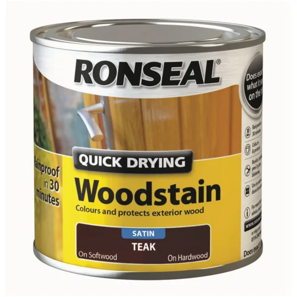 Ronseal Satin Quick Drying Woodstain Teak 250ml