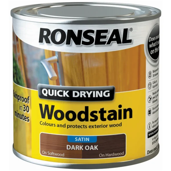 RNS0062 Ronseal Satin Quick Drying Woodstain Dark Oak 250ml