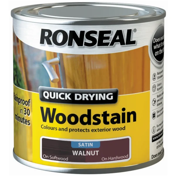 RNS0064 Ronseal Satin Quick Drying Woodstain Walnut 250ml