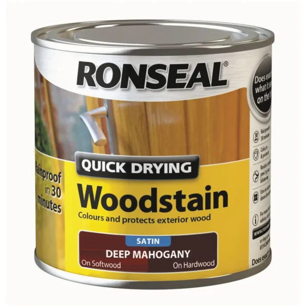 RNS0066 Ronseal Satin Quick Drying Woodstain Deep Mahogany 250ml