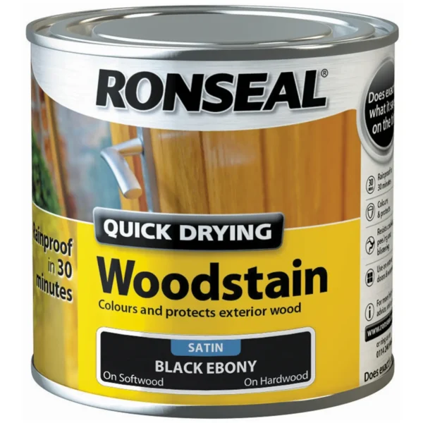 RNS0067 Ronseal Satin Quick Drying Woodstain Ebony 250ml