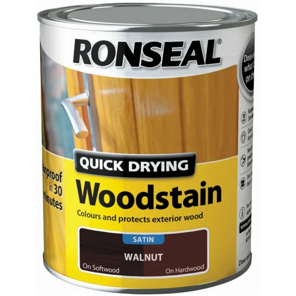 RNS0072 Ronseal Satin Quick Drying Woodstain Walnut 750ml