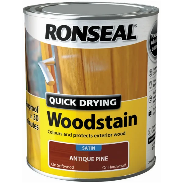 RNS0075 Ronseal Satin 750ml Quick Drying Woodstain Ant Pine