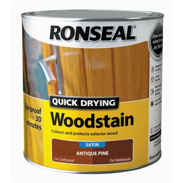 RNS0093 Ronseal Satin Quick Drying Woodstain Antique Pine 2.5Ltr
