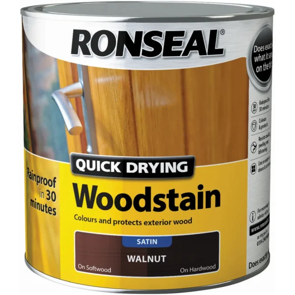 RNS0094 Ronseal Satin Quick Drying Woodstain Walnut 2.5Ltr