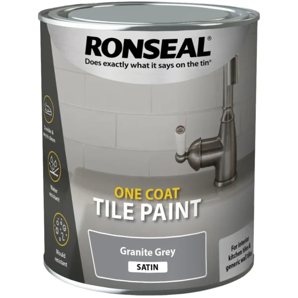 RNS0233 Ronseal One Coat Tile Paint Satin Granite Grey