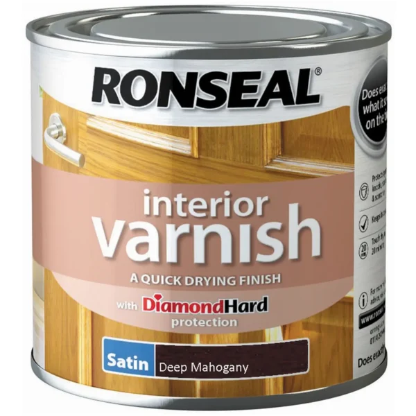 Ronseal Interior Varnish Deep Mahogany Satin 250ml