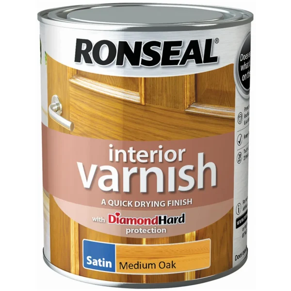 Ronseal Interior Varnish Medium Oak Satin 750ml