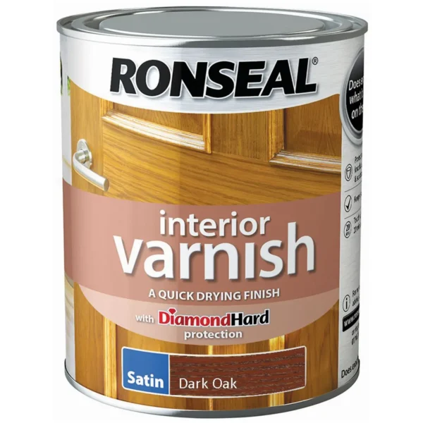 Ronseal Interior Varnish Dark Oak Satin 750ml
