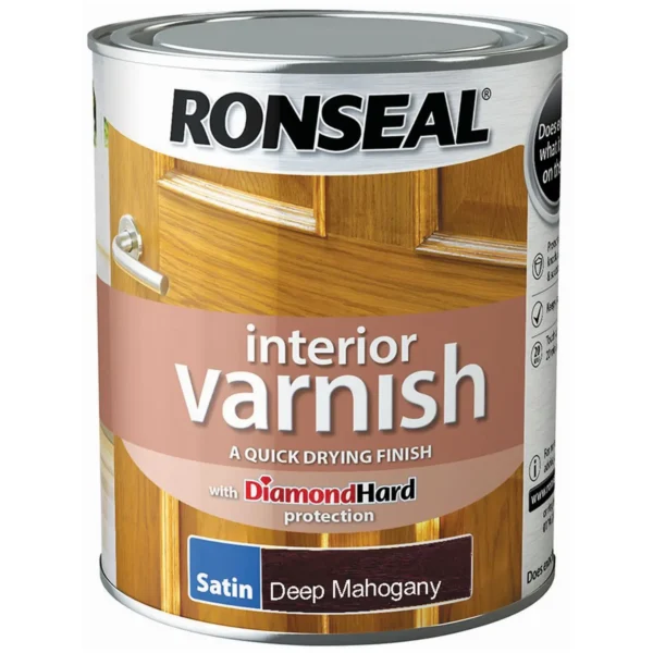Ronseal Interior Varnish Deep Mahogany Satin 750ml