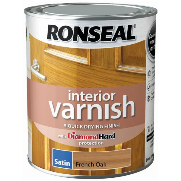 Ronseal Interior Varnish French Oak Satin 750ml