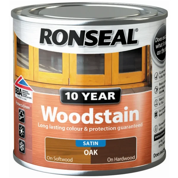 RNS0368 Ronseal 10 Year Woodstain Oak 250ml
