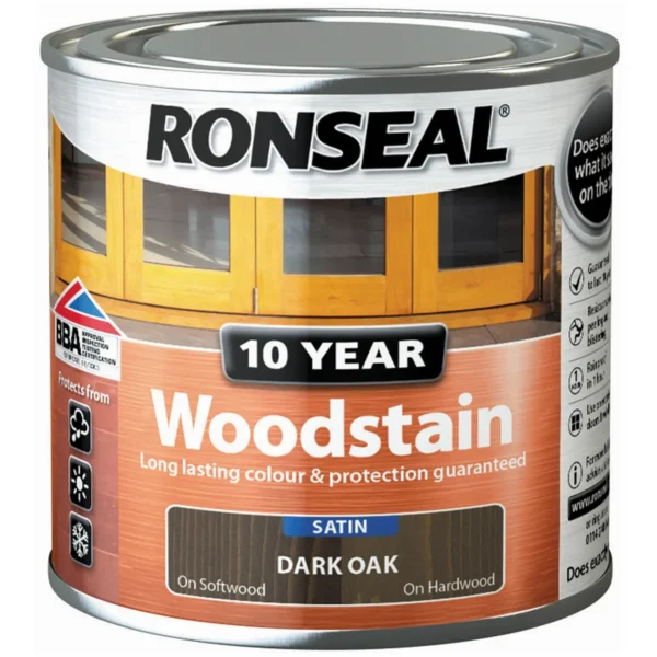 RNS0369 Ronseal 10 Year Woodstain Dark Oak 250ml