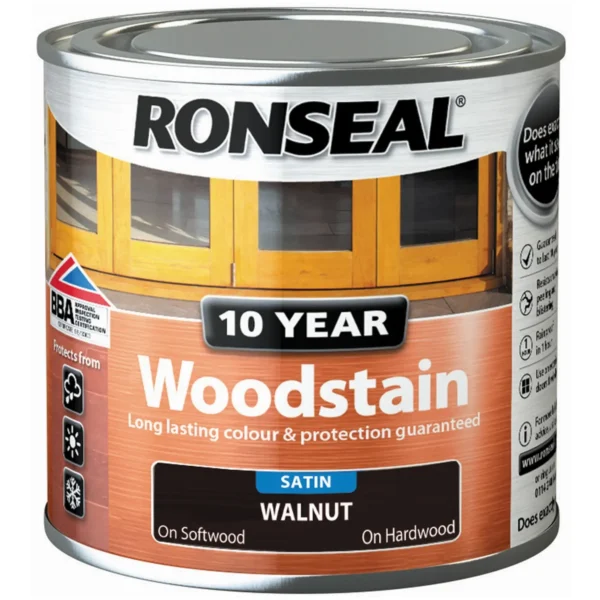 RNS0371 Ronseal 10 Year Woodstain Walnut 250ml