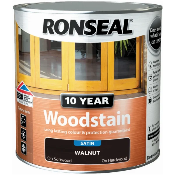 RNS0375 Ronseal 10 Year Woodstain Walnut 750ml