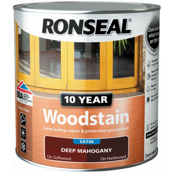 RNS0376 Ronseal 10 Year Woodstain Deep Mahogany