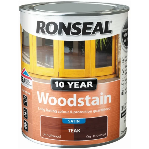 RNS0379 Ronseal 10 Year Woodstain Teak 750ml