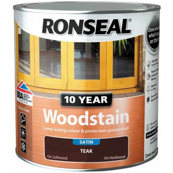 RNS0391 Ronseal 10 Year Woodstain Teak 2.5Ltr