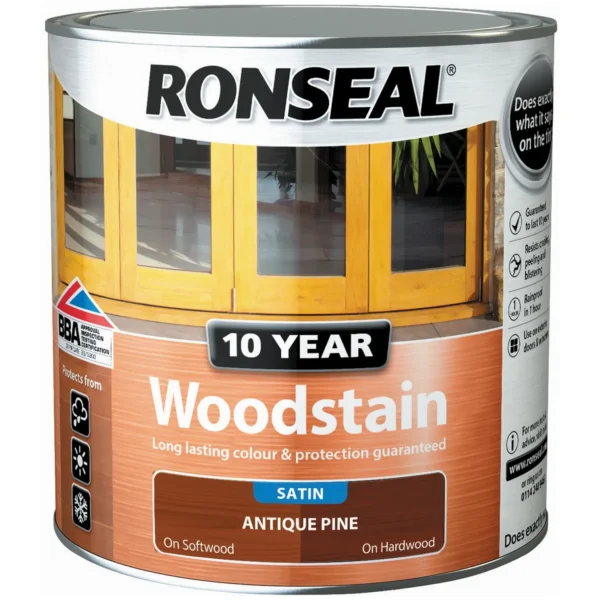 RNS0393 Ronseal 10 Year Woodstain AntiquePine 2.5Ltr