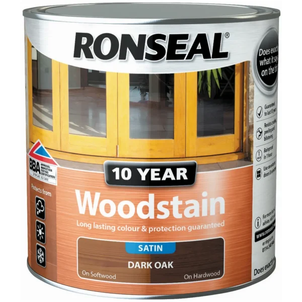 RNS0394 Ronseal 10 Year Woodstain Dark Oak 2.5Ltr