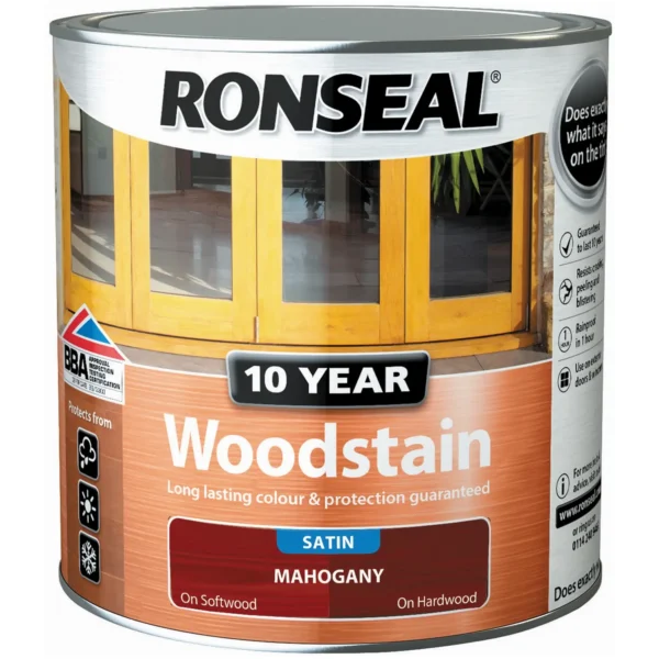 RNS0396 Ronseal 10 Year Woodstain Mahogany 2.5Ltr