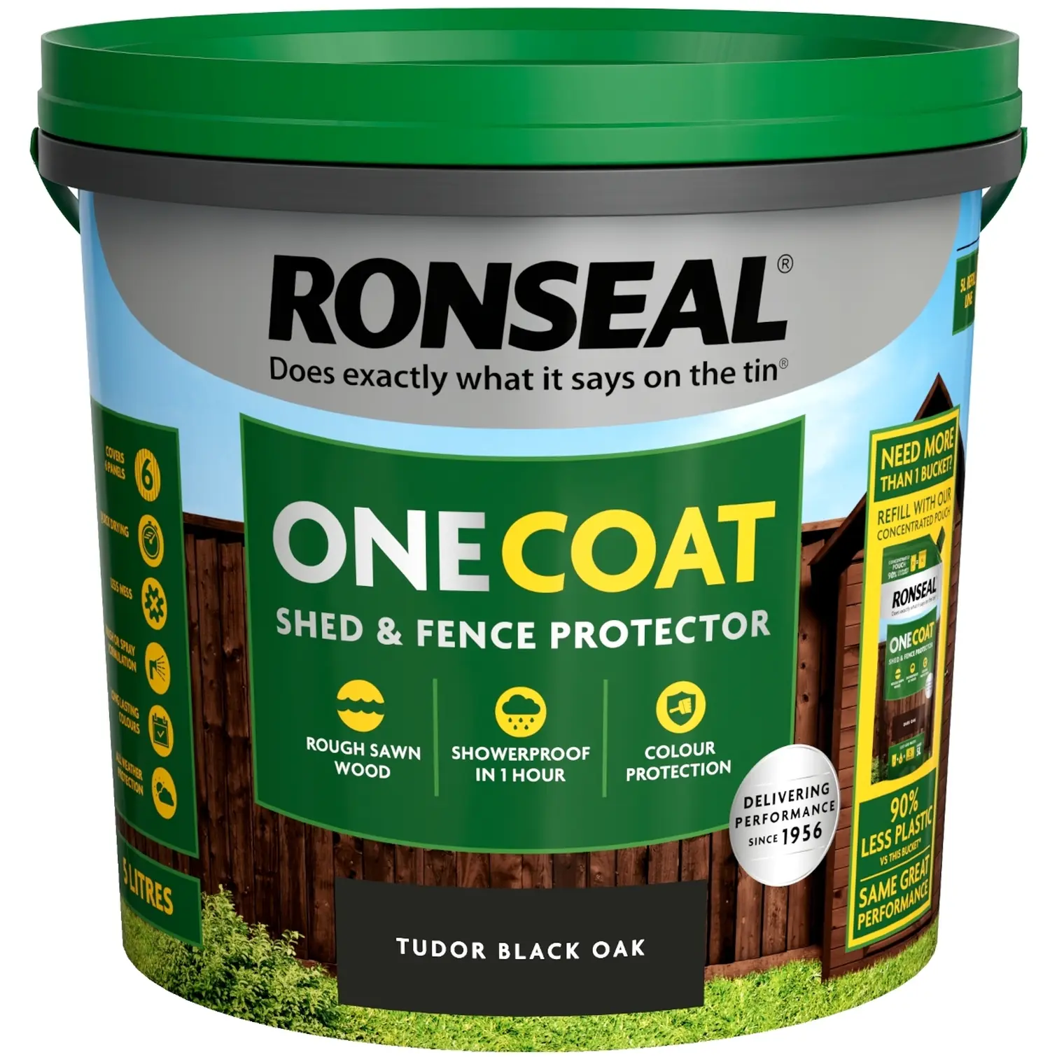 Ronseal One Coat Shed Fence Protector Tudor Black 5L fence paint UK